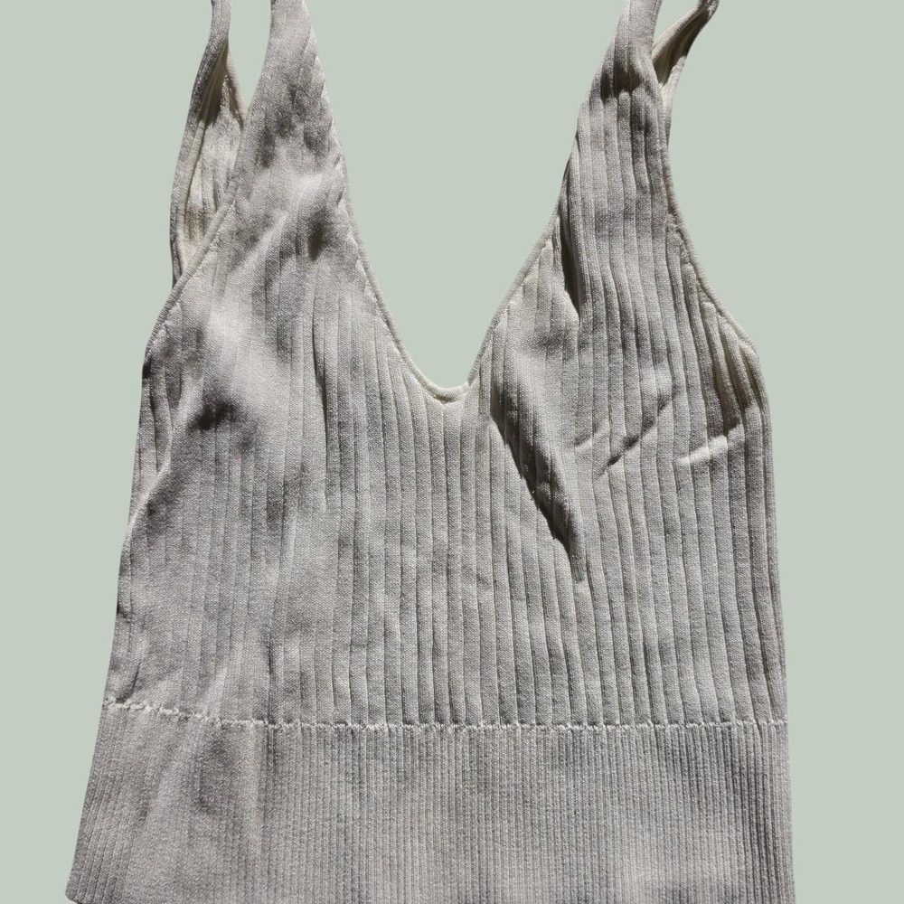 Line and Dot Womens White Ribbed Tank Top Size Small